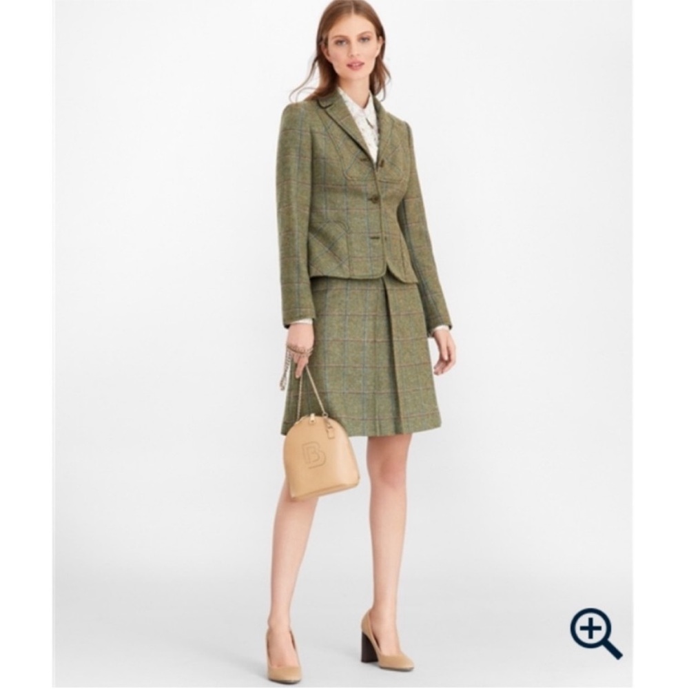 NWT Brooks Brothers Wool Tweed Double Window Pane Suit Jacket & Skirt Set